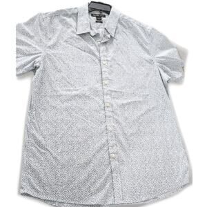 Michael Kors Men's Button Down Shirt Floral Cotton Blue XL Slim Short Sleeve